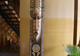 10ft Tall Exquisite Copper Brass Cowrie Mahogany Yaa Asantewaa Mask