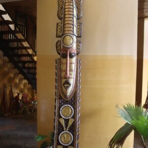 10ft Tall Exquisite Copper Brass Cowrie Mahogany Yaa Asantewaa Mask