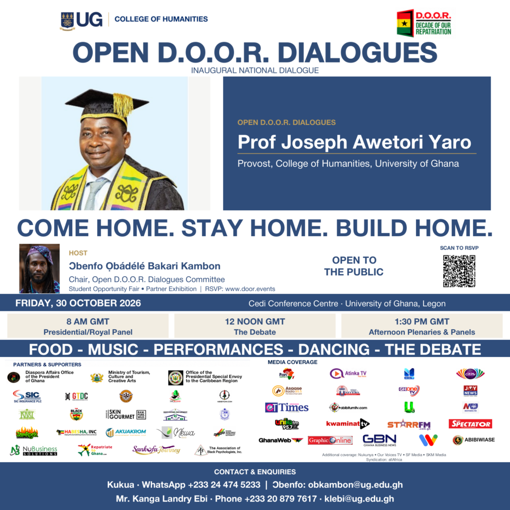 7 days left — Open D.O.O.R. Dialogues with Prof. Joseph Awetori Yaro